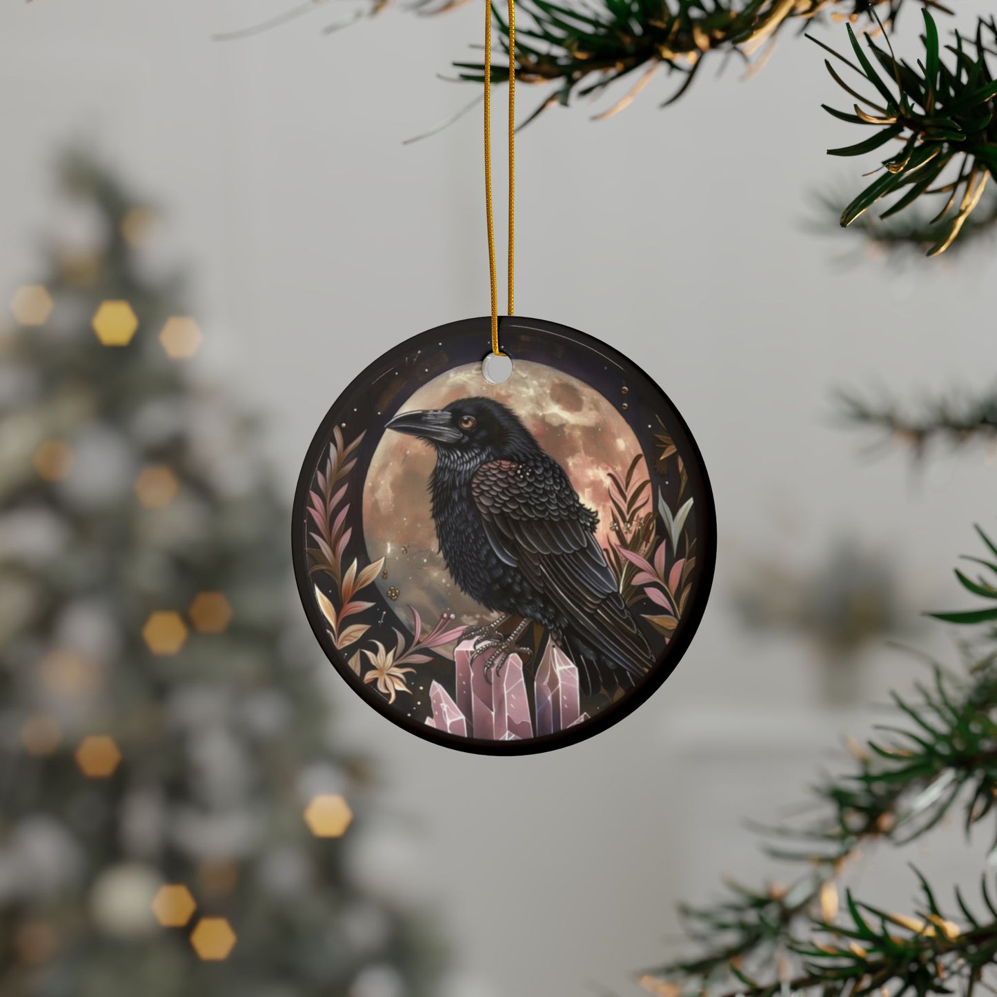 Raven Moon Ornament – Gothic Christmas Tree Decoration