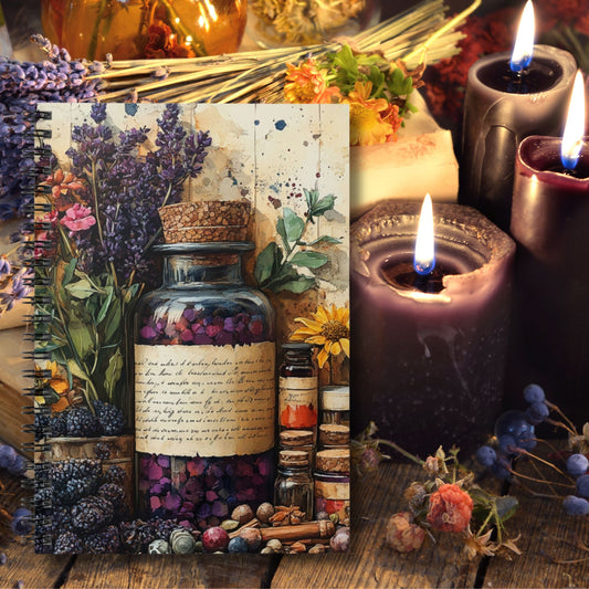 Romantic Apothecary Design - Ruled Line Spiral Notebook