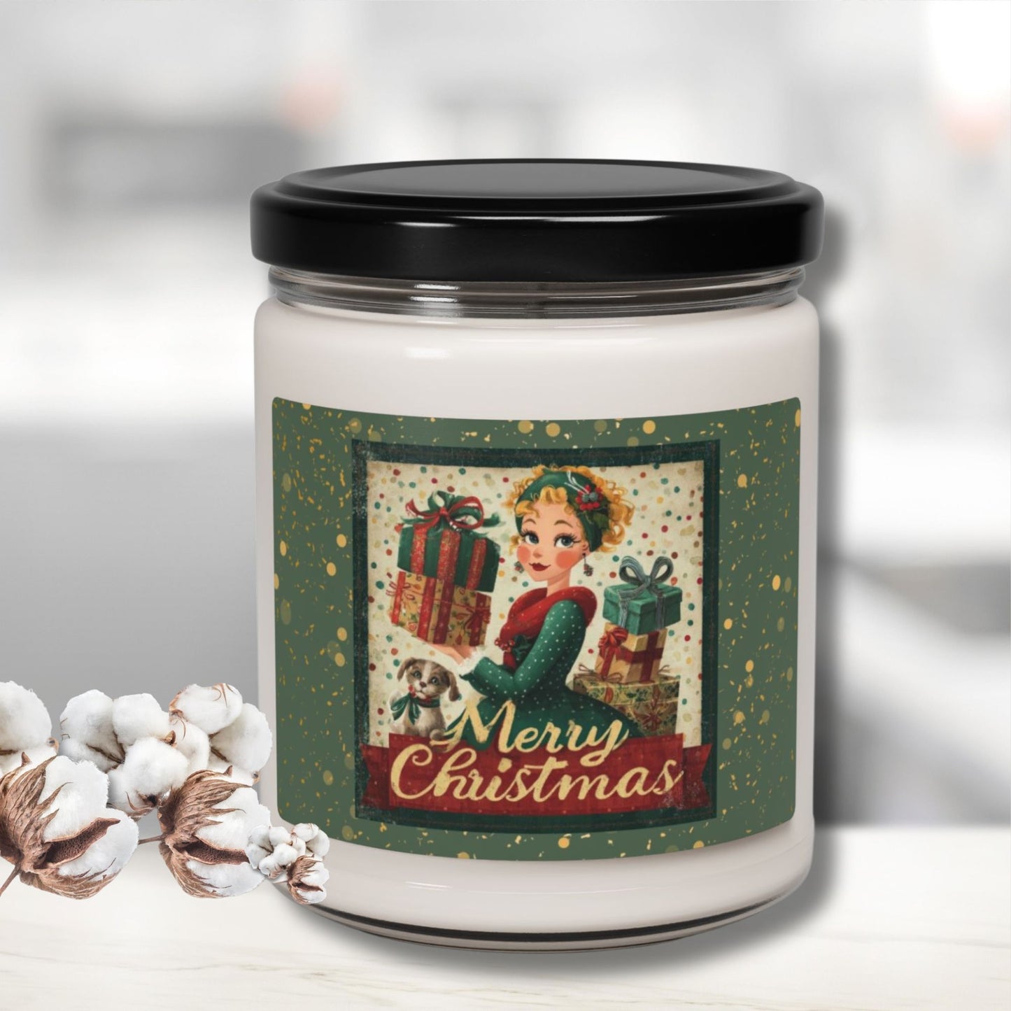 Merry Christmas Vintage Girl 9oz Scented Soy Candle