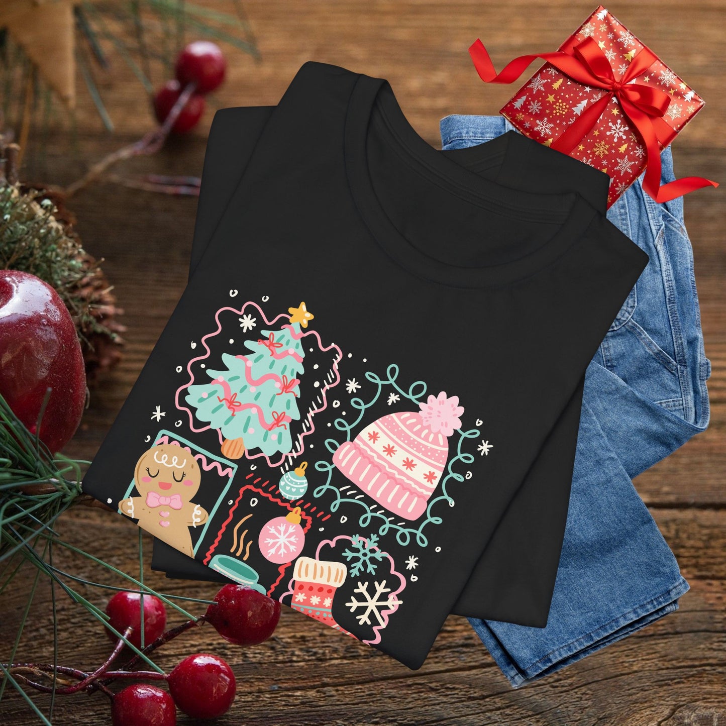 'Tis the Season Christmas Tee — Cute Holiday Icons (Tree, Gingerbread, Stocking)