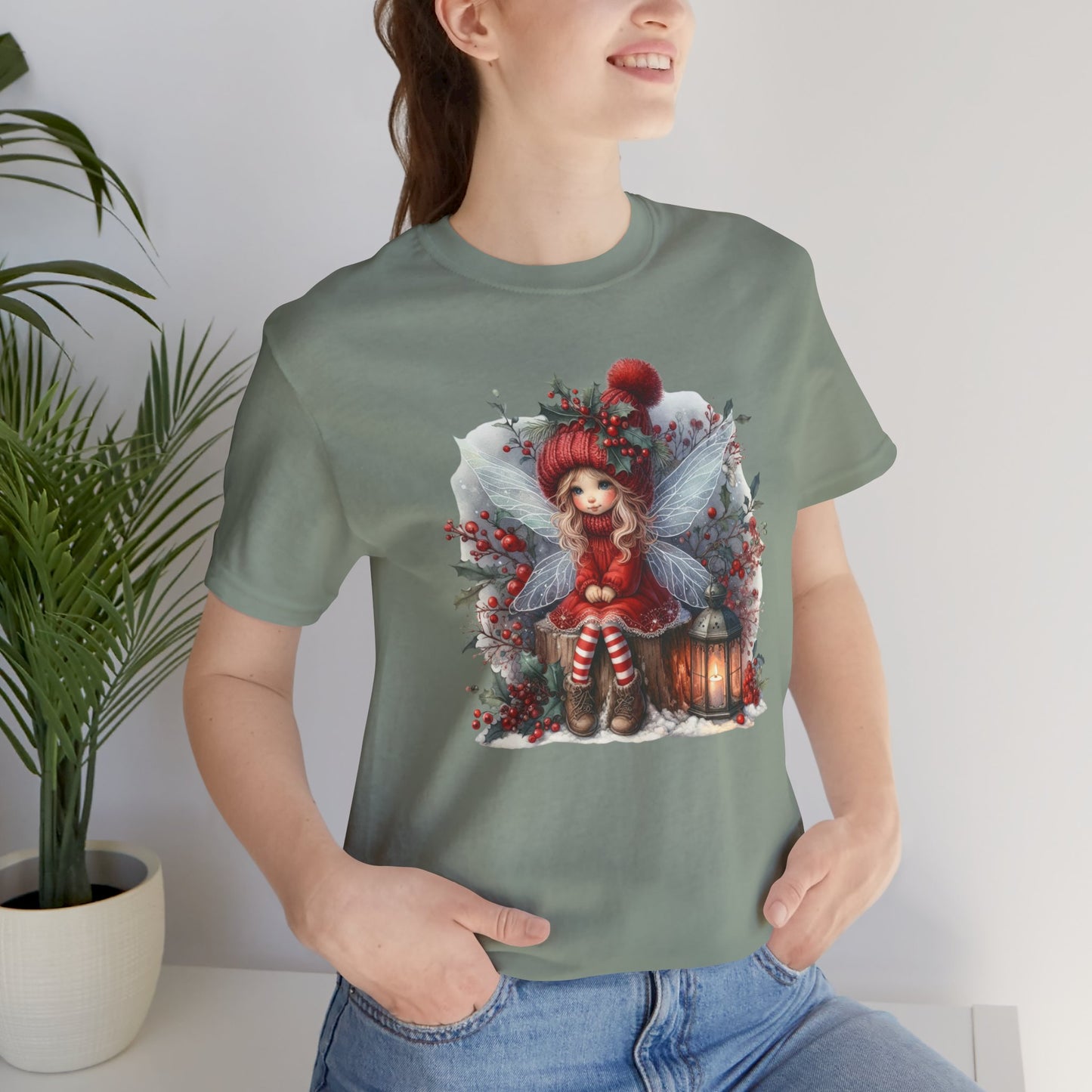 Christmas Fairy T‑Shirt — Cute Holiday Elf Girl with Lantern