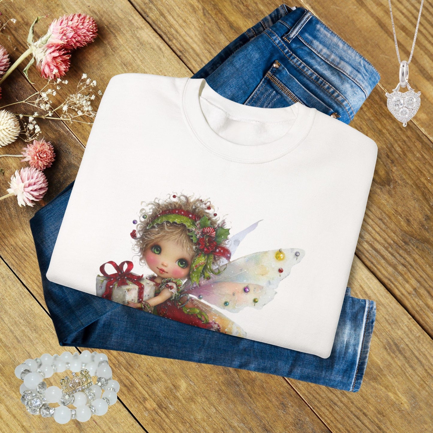 Christmas Fairy Sweatshirt – Whimsical Fairycore Holiday Pullover for Cozy Winter Days