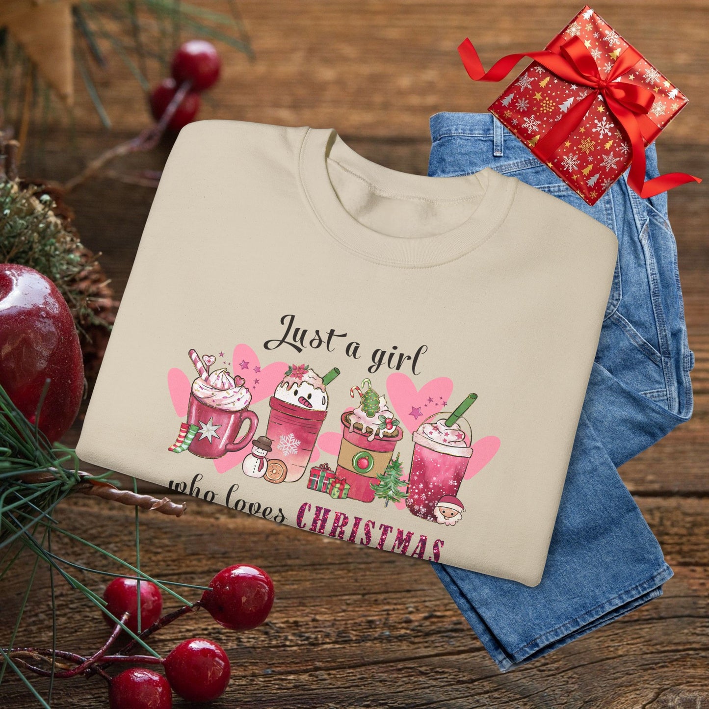 Christmas Gnome Crewneck Sweatshirt - "Just a girl who loves Christmas