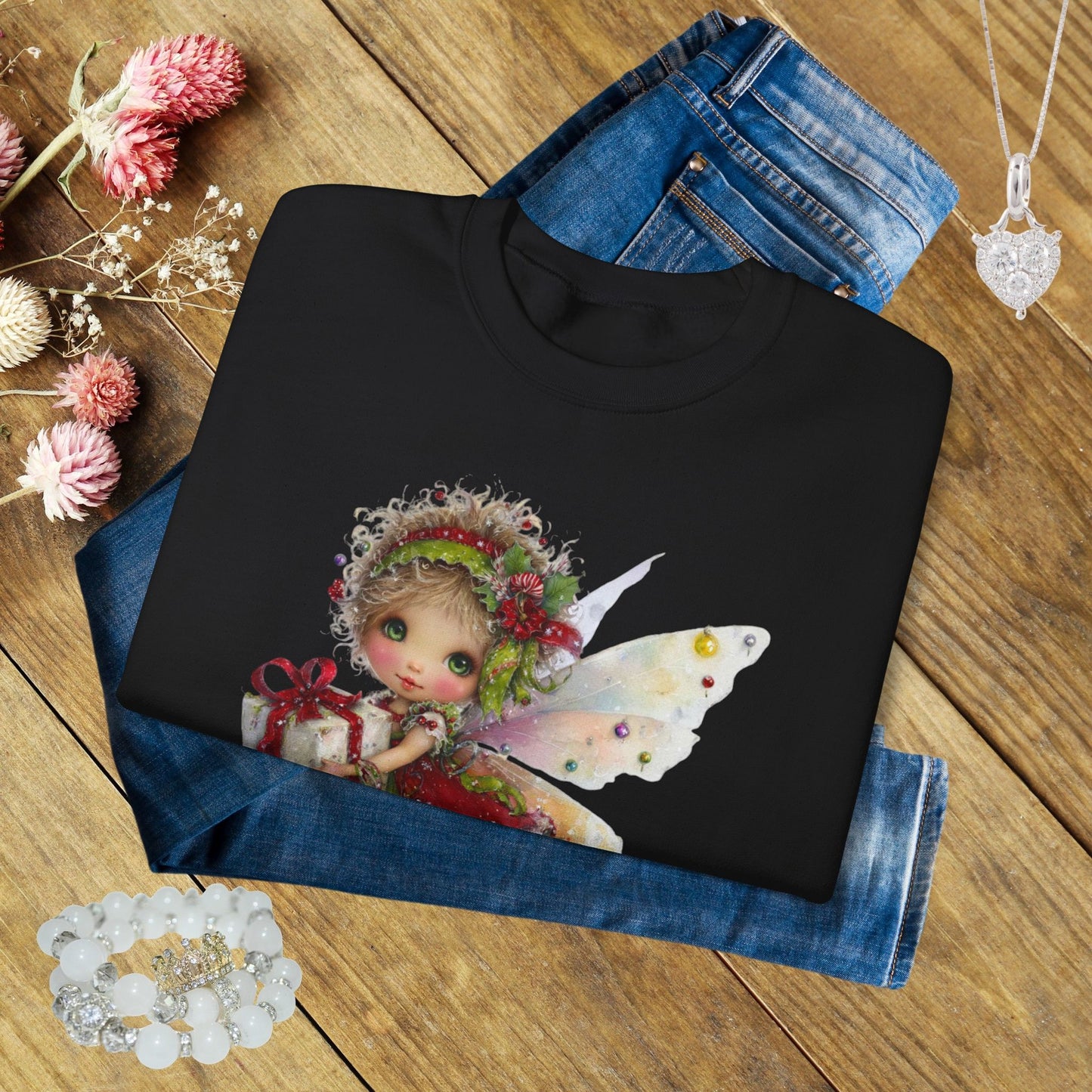 Christmas Fairy Sweatshirt – Whimsical Fairycore Holiday Pullover for Cozy Winter Days