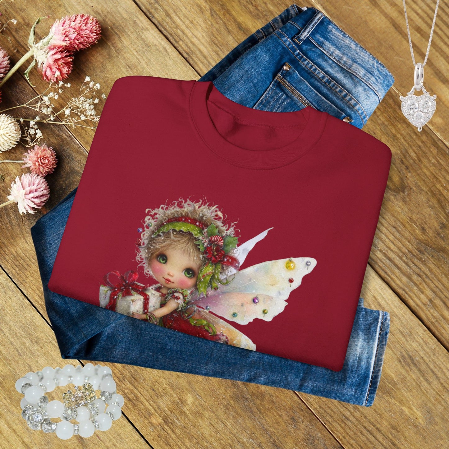 Christmas Fairy Sweatshirt – Whimsical Fairycore Holiday Pullover for Cozy Winter Days