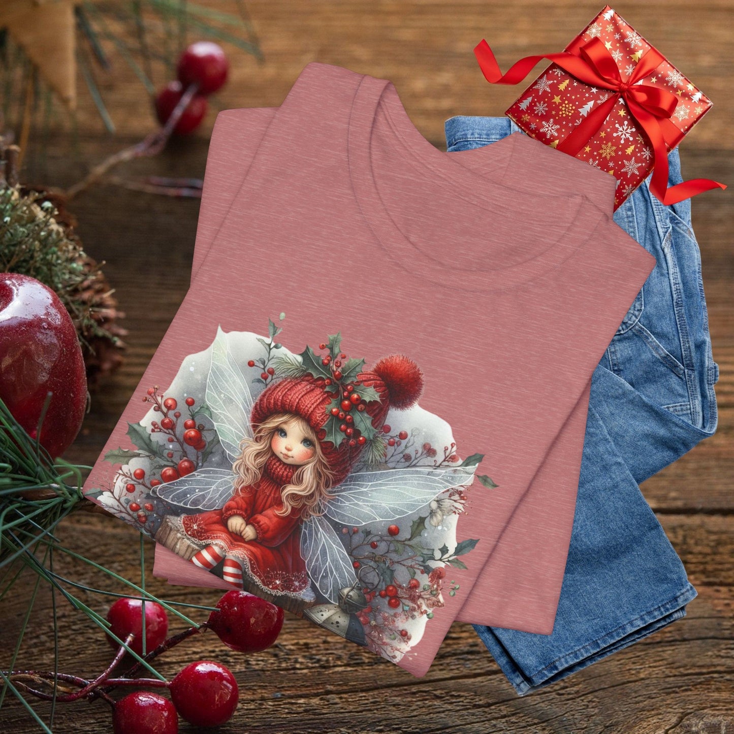Christmas Fairy T‑Shirt — Cute Holiday Elf Girl with Lantern