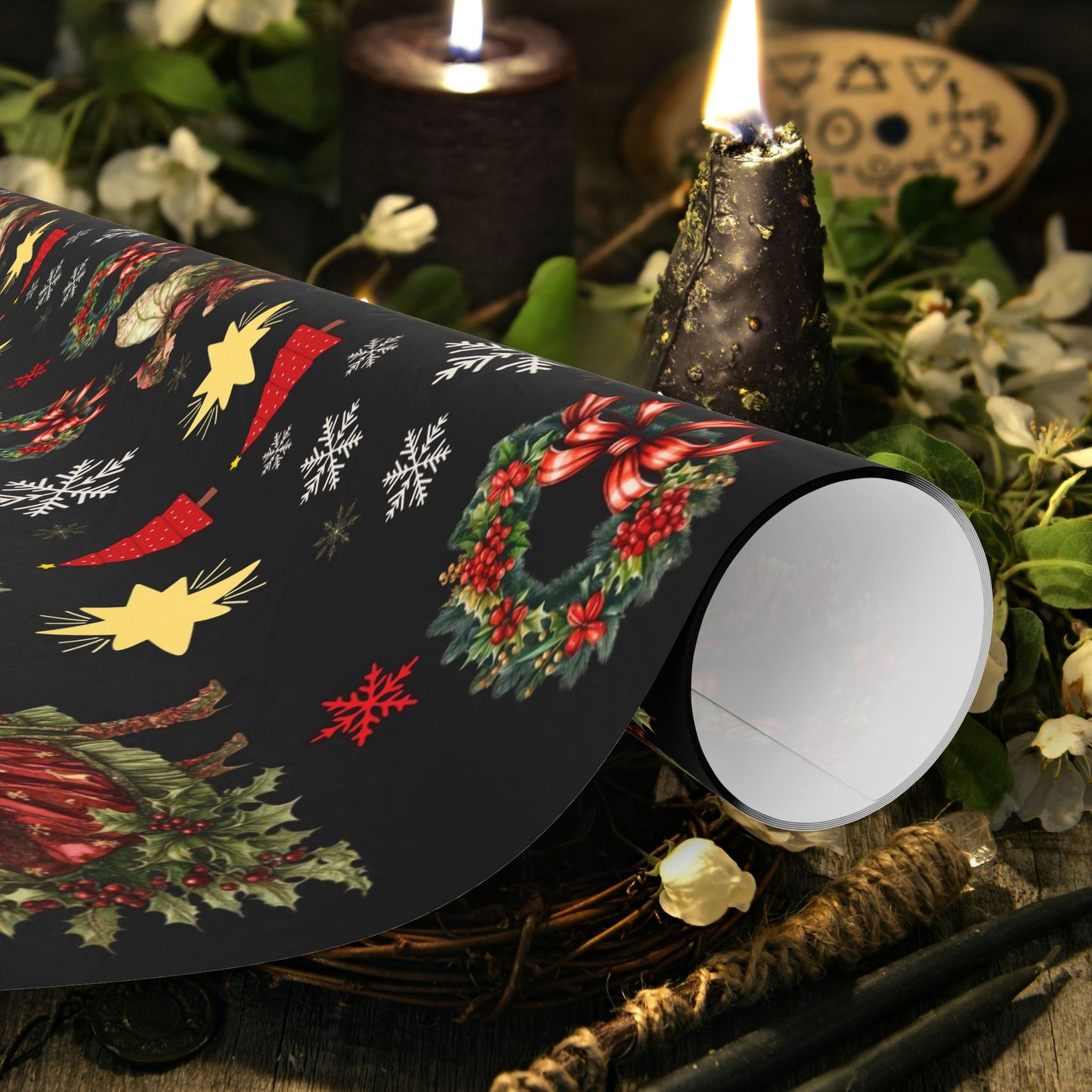 Fairy Christmas Wreath Gift Wrapping Paper