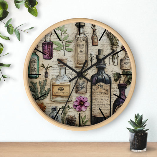 Apothecary Bottles Wall Clock – Witchcore & Cottagecore Home Décor
