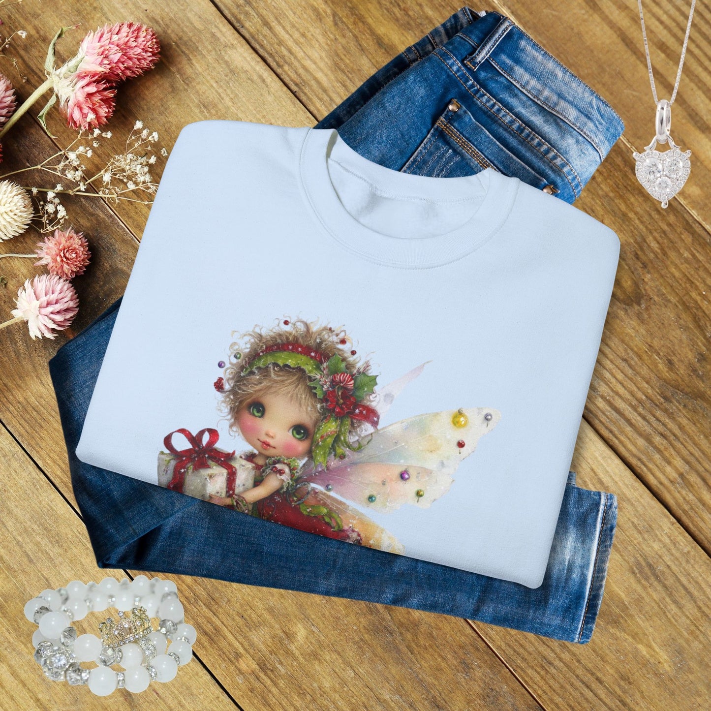 Christmas Fairy Sweatshirt – Whimsical Fairycore Holiday Pullover for Cozy Winter Days