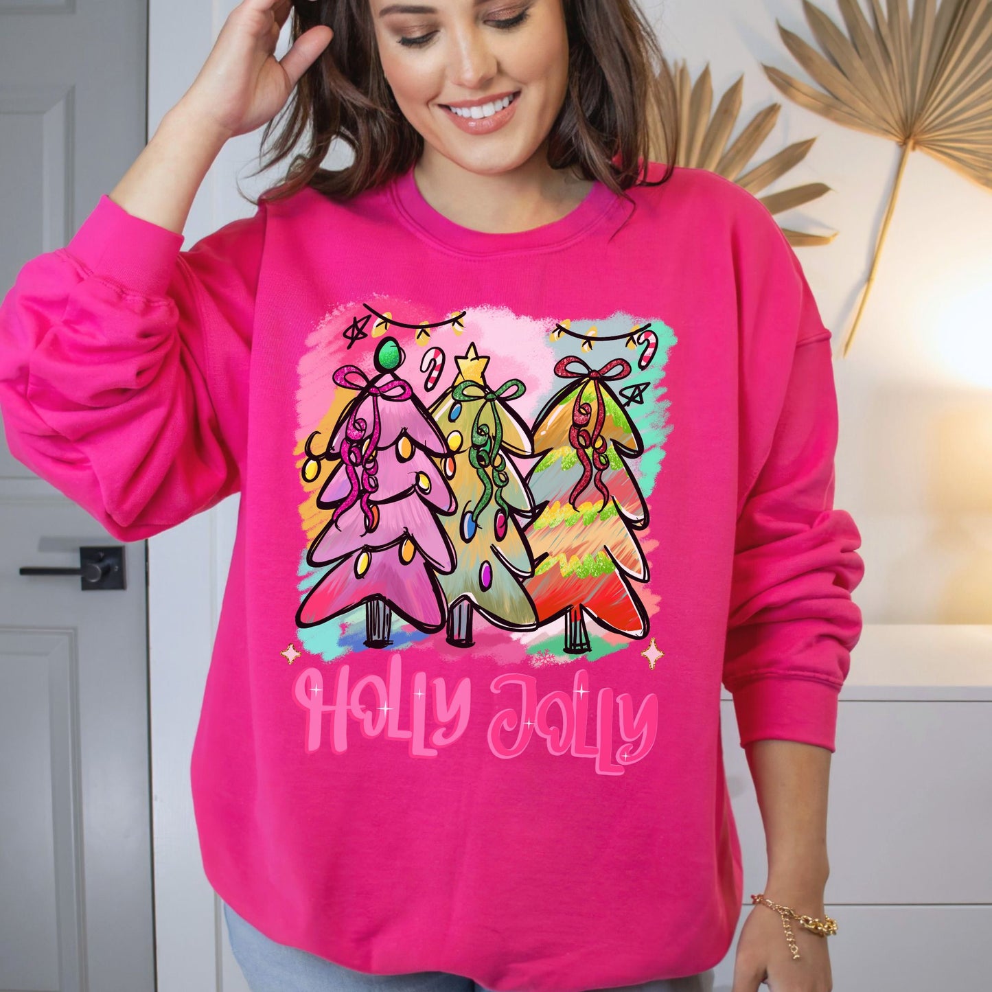 Christmas Tree Sweatshirt - Holly Jolly Retro Holiday Pullover