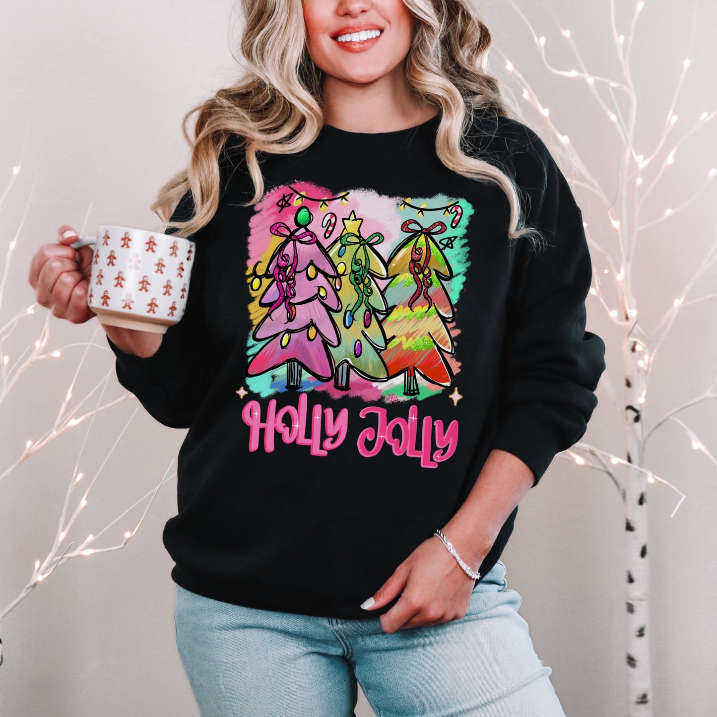 Christmas Tree Sweatshirt - Holly Jolly Retro Holiday Pullover