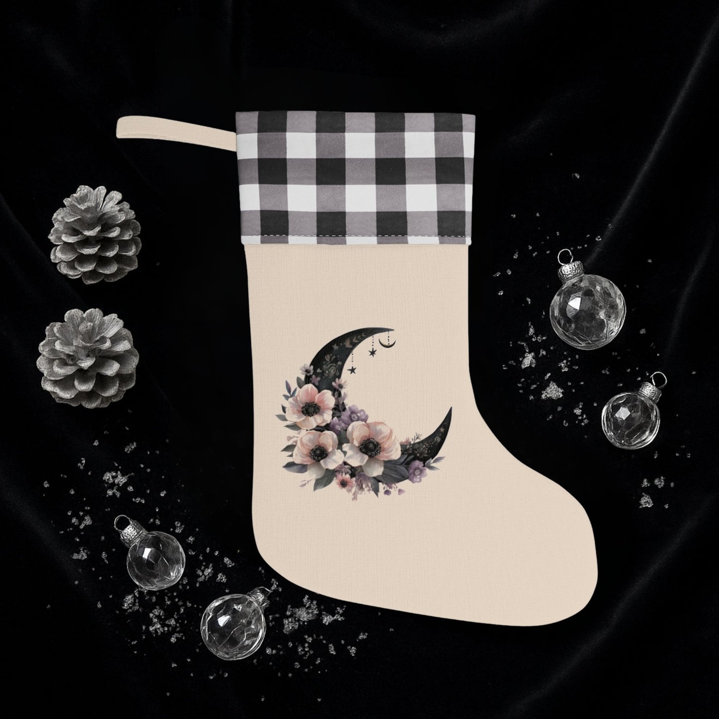 Floral Moon Christmas Stocking