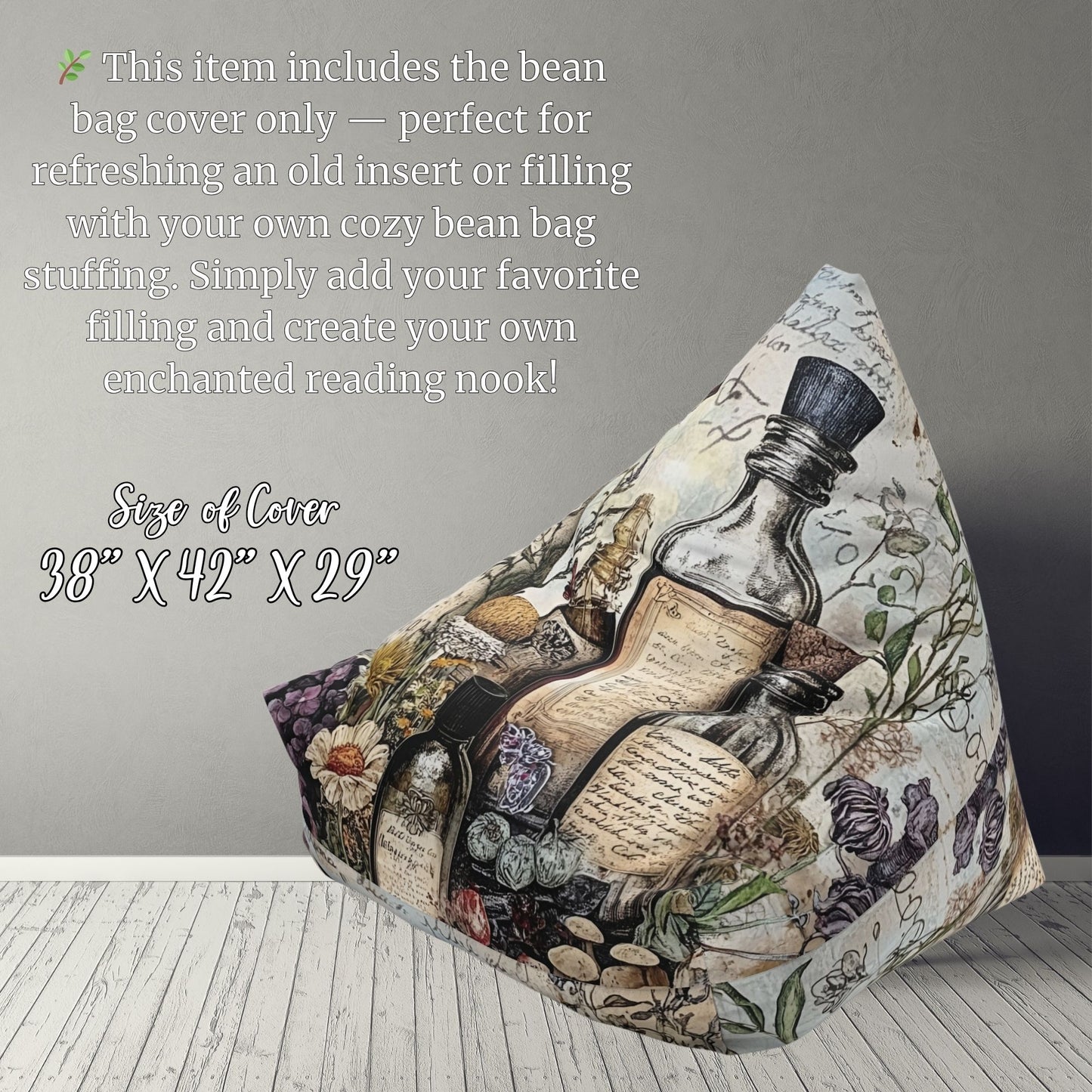 Apothecary Bean Bag Cover – Witchcore & Fairycore Home Decor