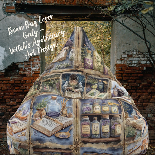 Witch’s Apothecary Bean Bag Cover – Enchanted Cottagecore Reading Nook