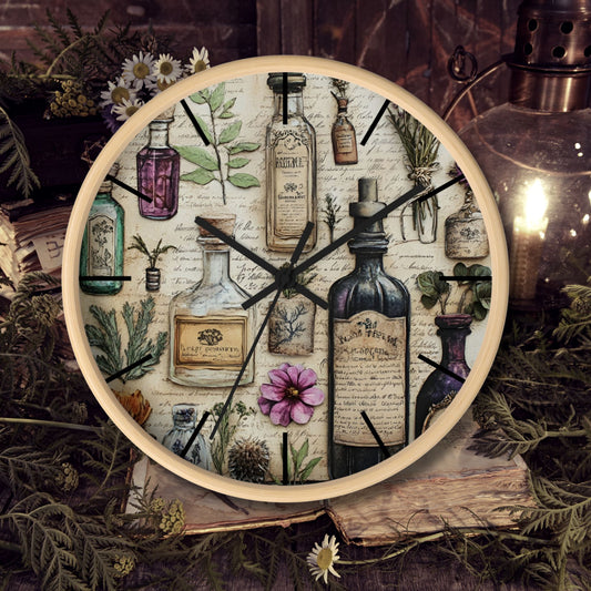 Apothecary Bottles Wall Clock – Witchcore & Cottagecore Home Décor