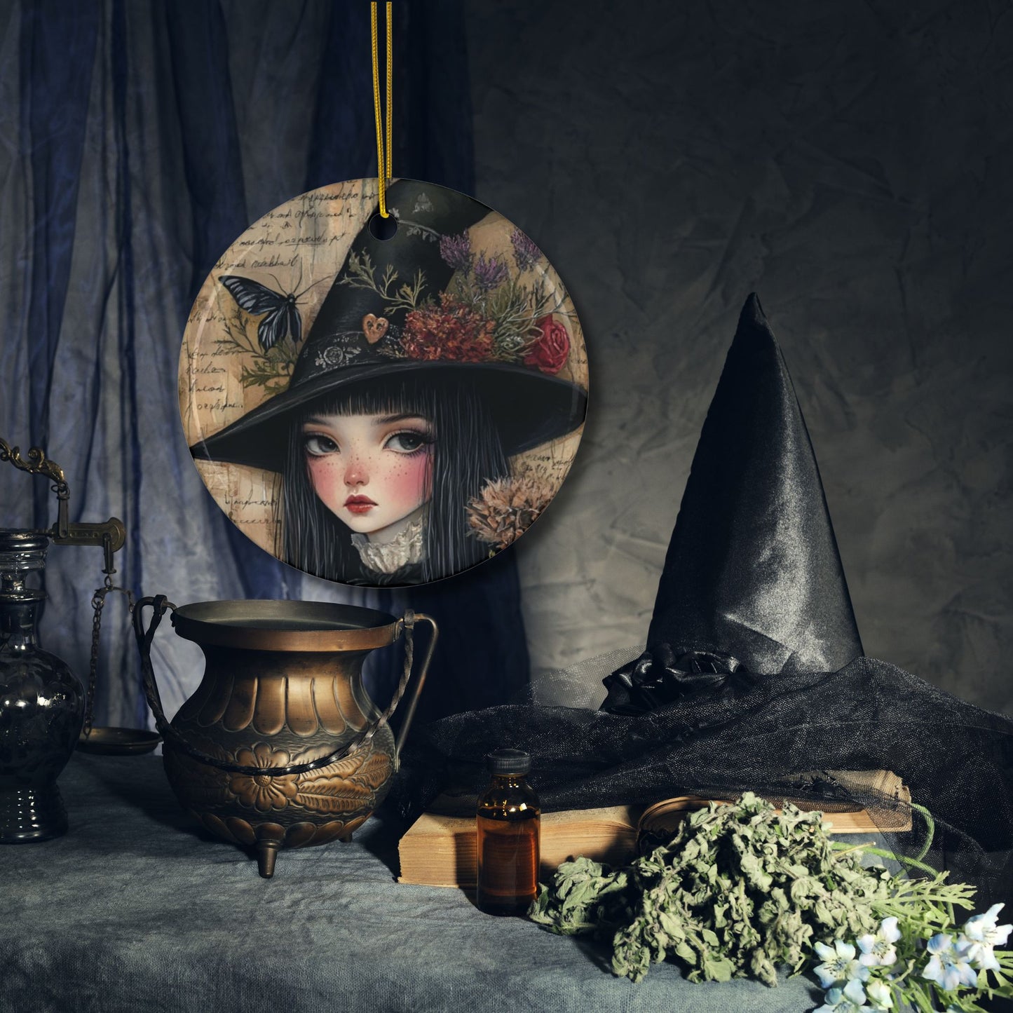 Gothic Witch Ceramic Ornaments