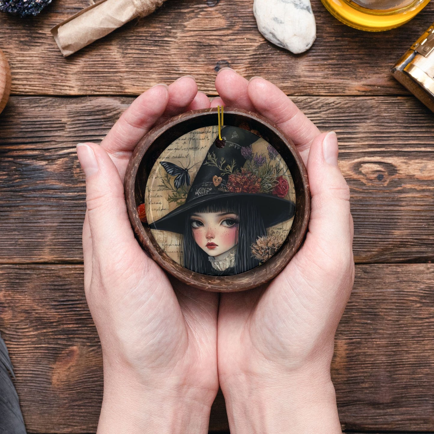 Gothic Witch Ceramic Ornaments