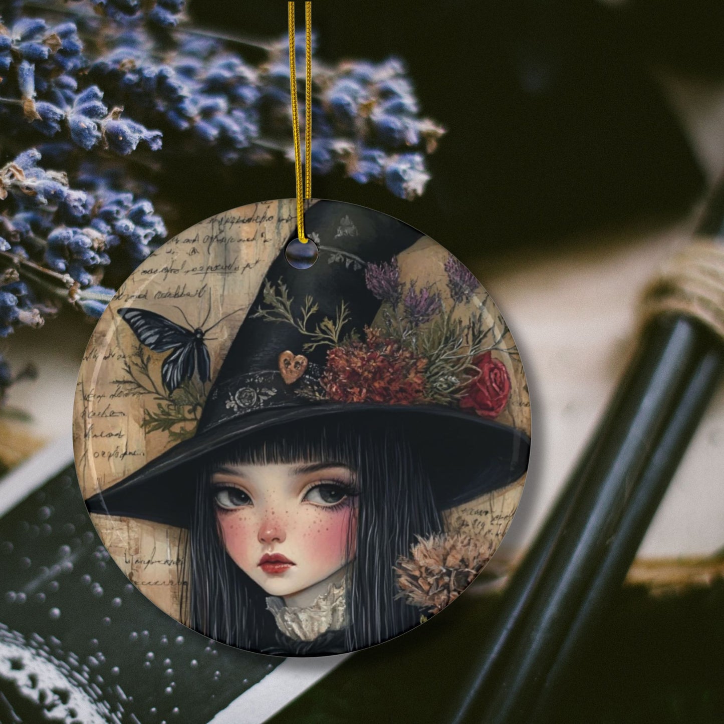 Gothic Witch Ceramic Ornaments