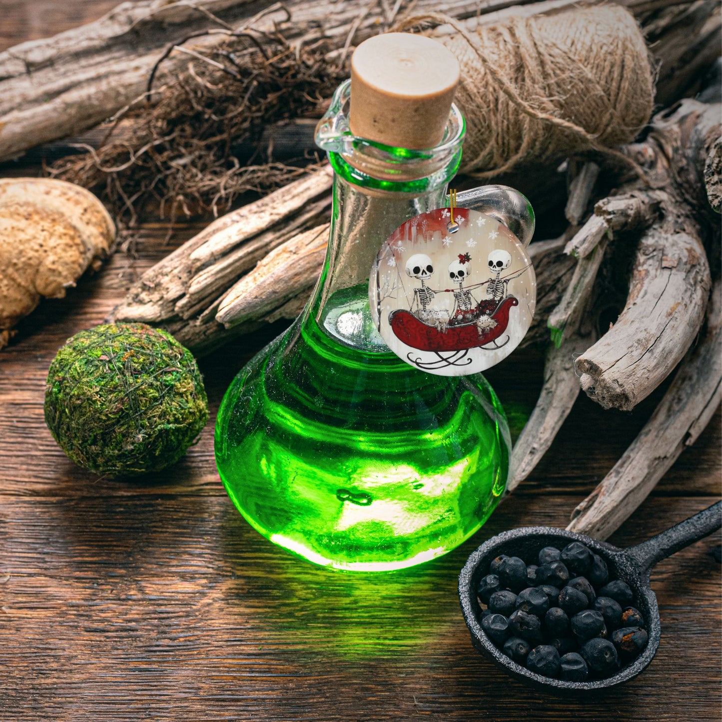 Skeleton Sleigh Ride Ceramic Ornaments