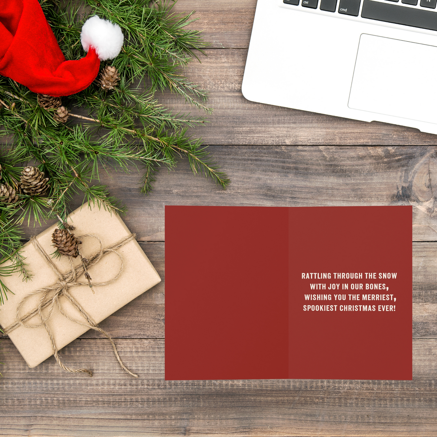 Skeleton Sleigh Christmas Greeting Cards