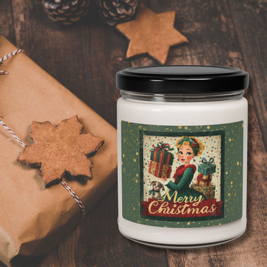 Merry Christmas Vintage Girl 9oz Scented Soy Candle