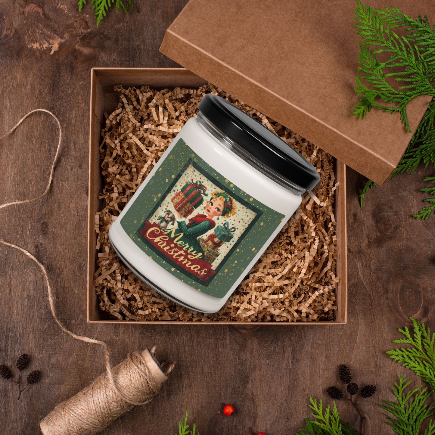 Merry Christmas Vintage Girl 9oz Scented Soy Candle