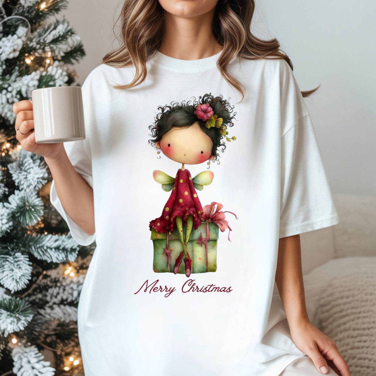 Christmas Gift Angel T‑Shirt — Merry Christmas Cute Holiday Graphic Tee