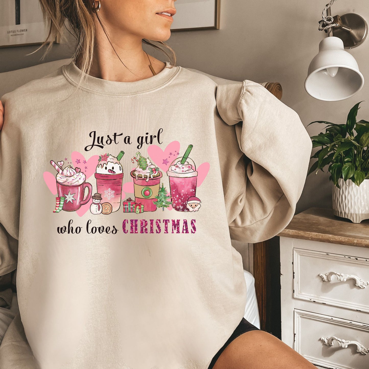 Christmas Gnome Crewneck Sweatshirt - "Just a girl who loves Christmas