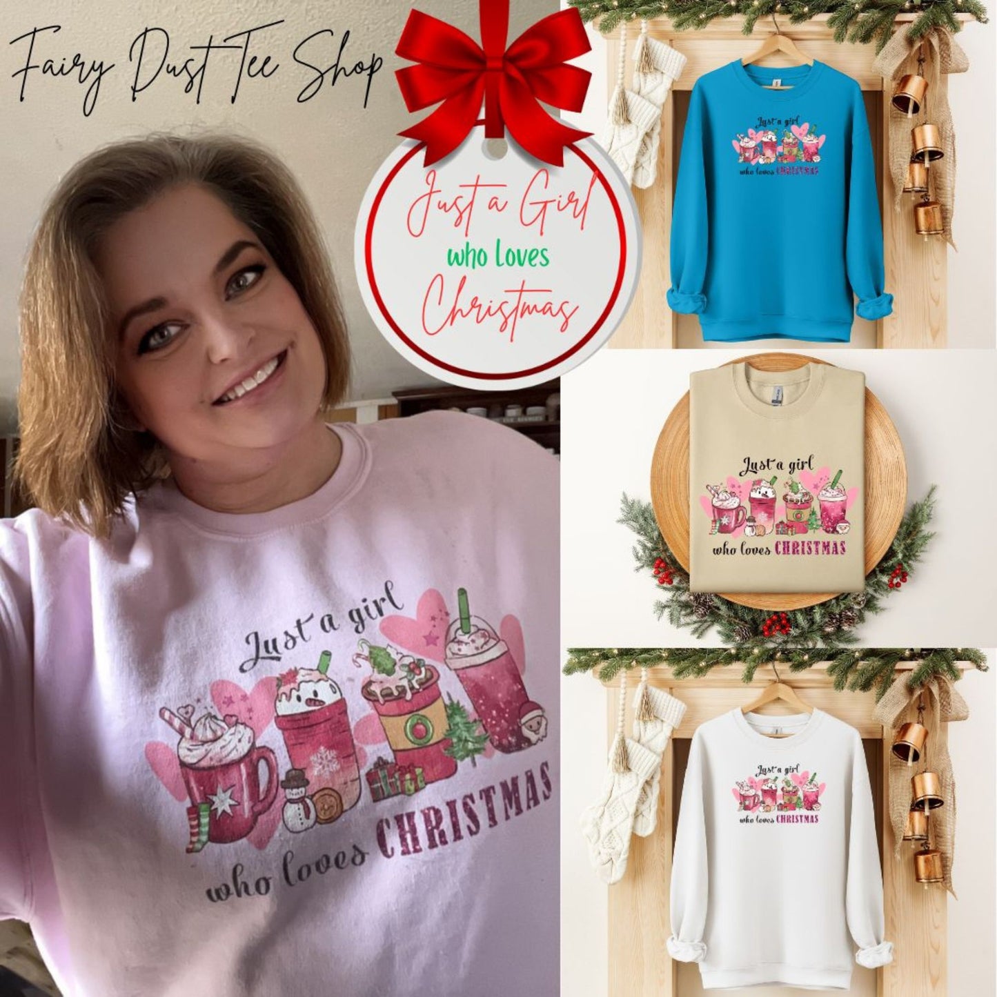 Christmas Gnome Crewneck Sweatshirt - "Just a girl who loves Christmas