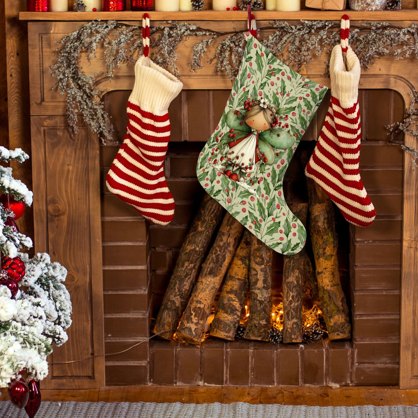 Holly Fairy Christmas Stocking – Cute Holiday Stocking with Berry