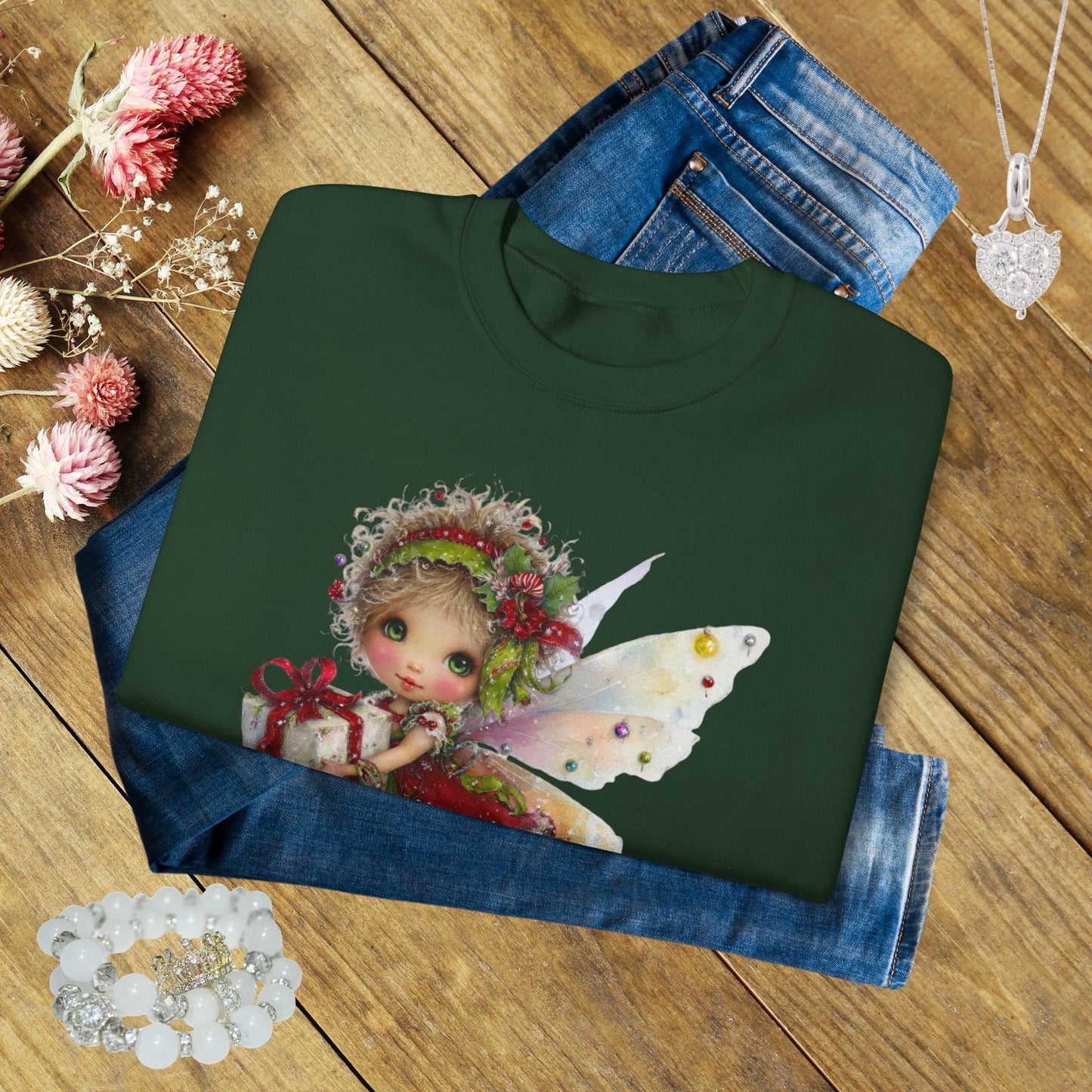 Christmas Fairy Sweatshirt – Whimsical Fairycore Holiday Pullover for Cozy Winter Days