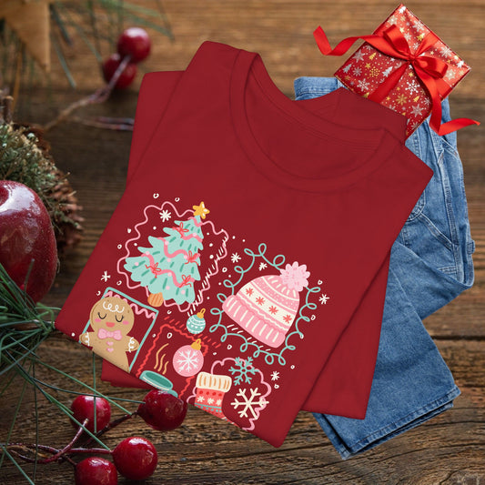 'Tis the Season Christmas Tee — Cute Holiday Icons (Tree, Gingerbread, Stocking)