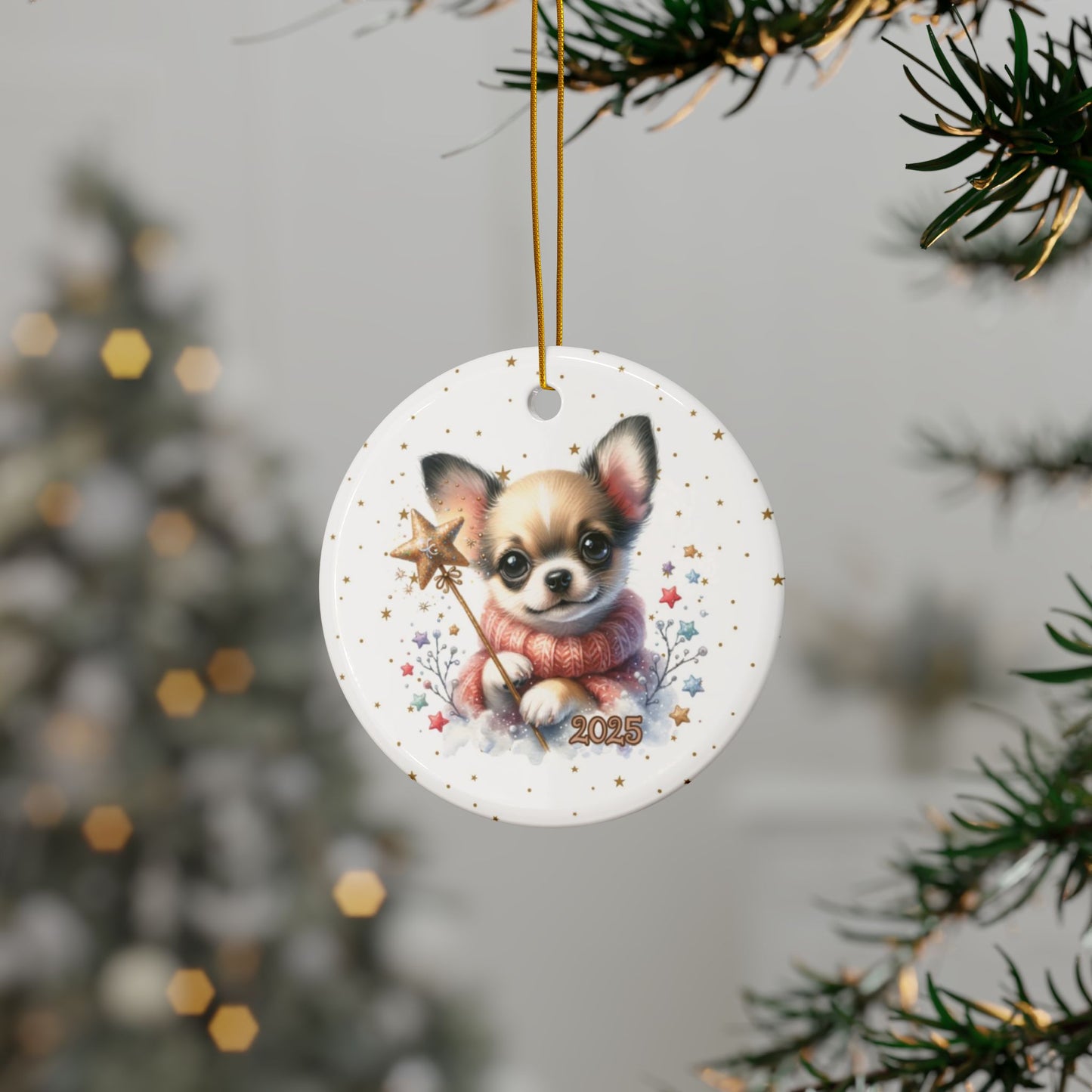 Charming Chihuahua Ceramic Ornament — Dog Holiday Decoration