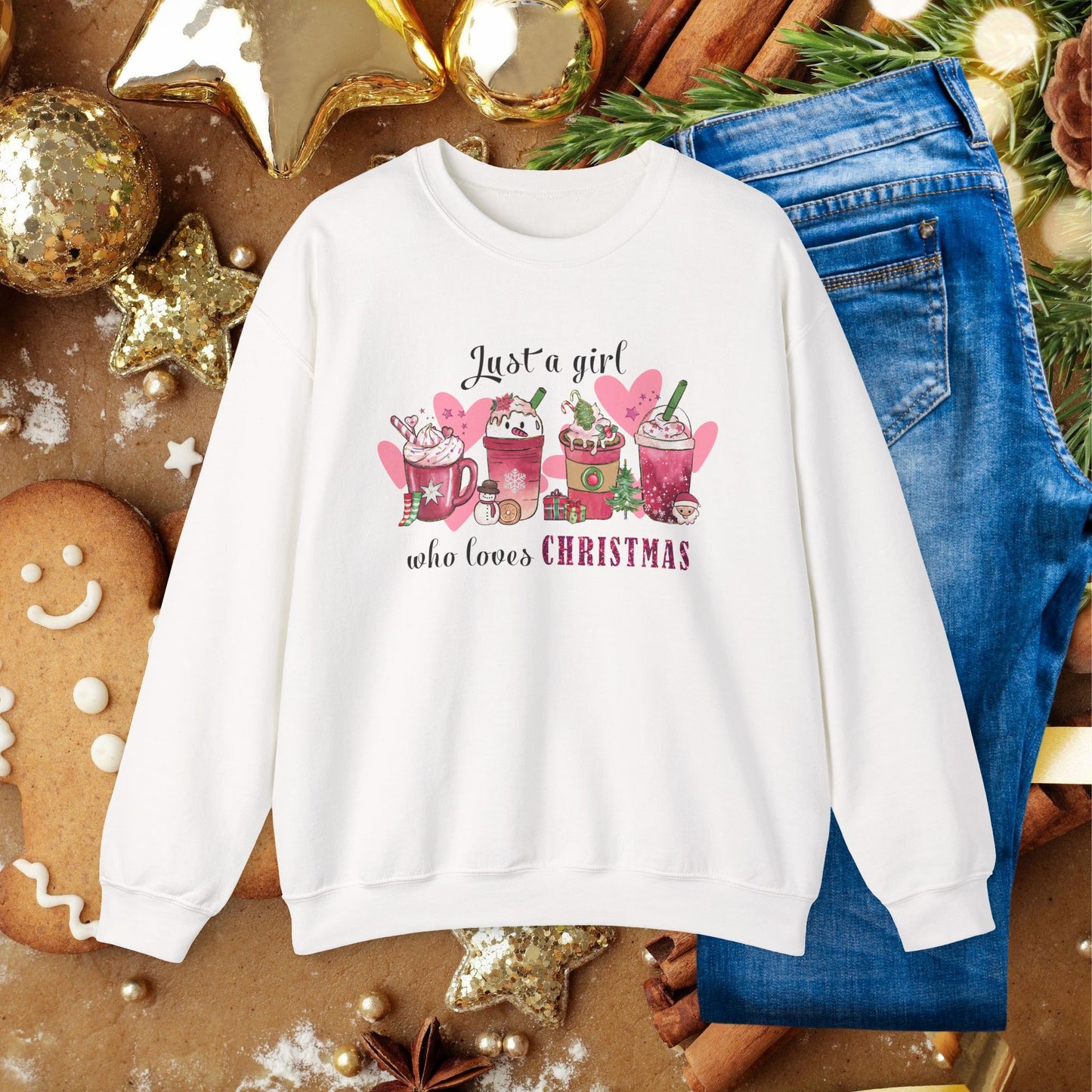 Christmas Gnome Crewneck Sweatshirt - "Just a girl who loves Christmas