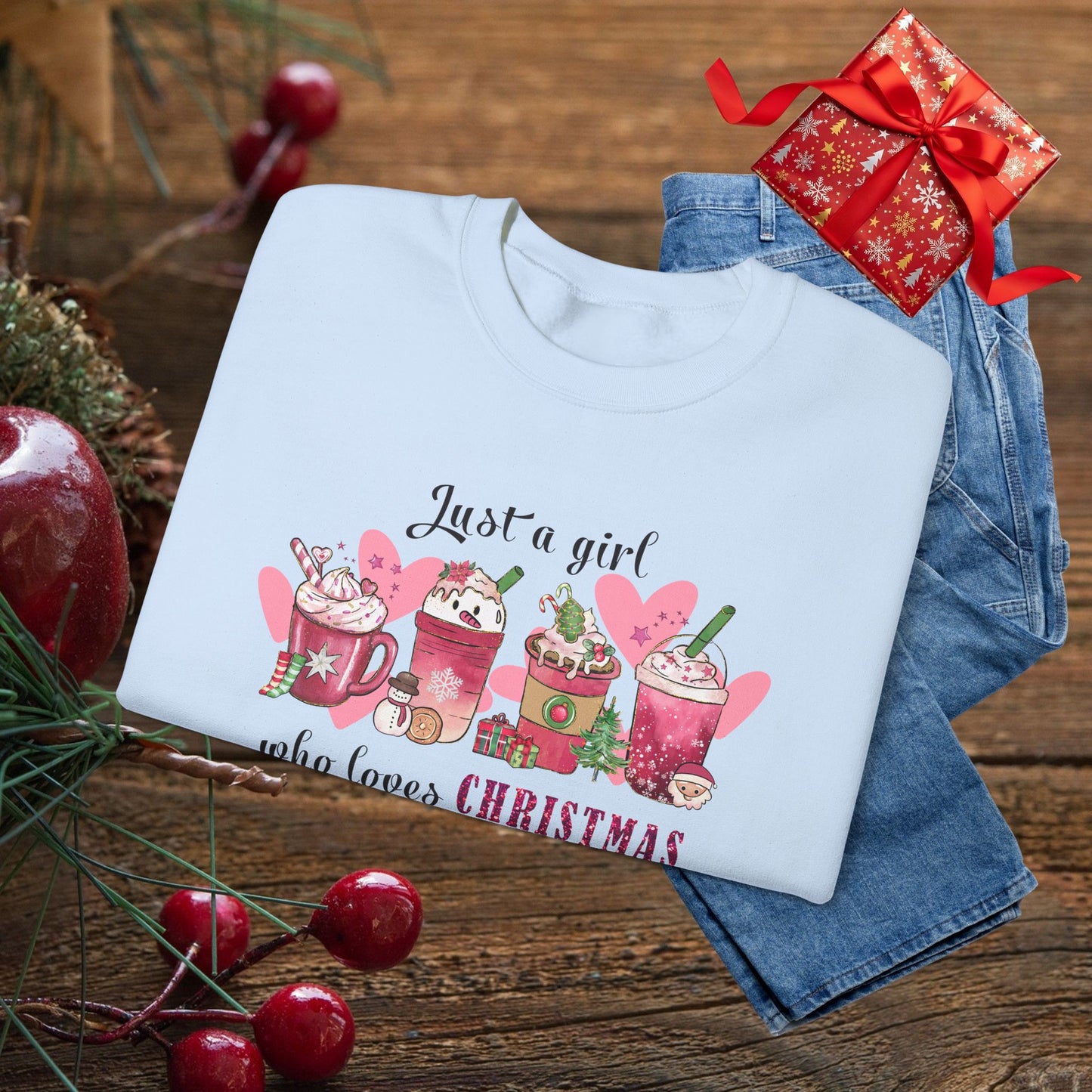 Christmas Gnome Crewneck Sweatshirt - "Just a girl who loves Christmas