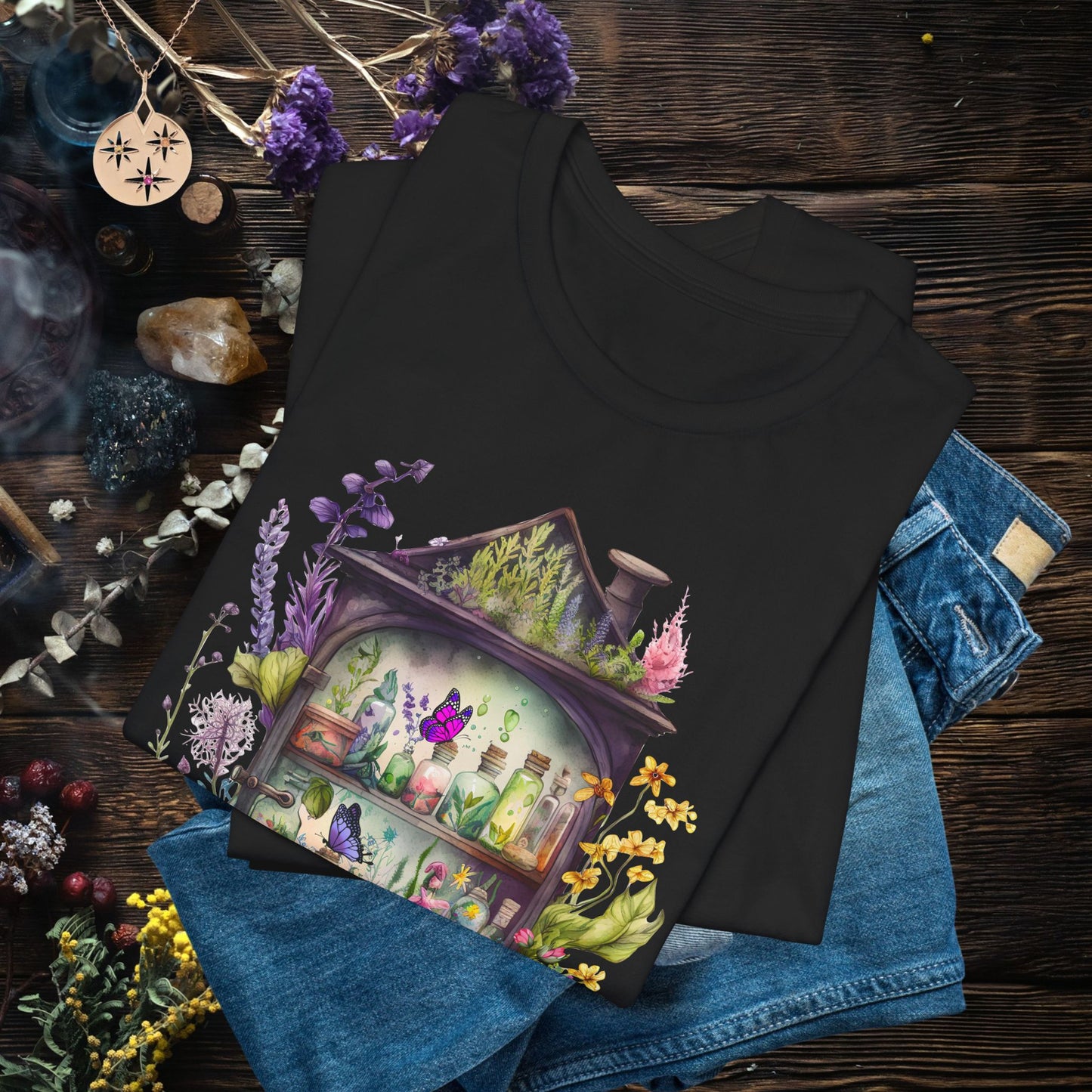 Fairy Garden Tee — Whimsical Floral Apothecary Shirt