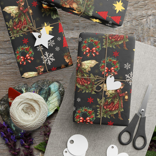 Fairy Christmas Wreath Gift Wrapping Paper