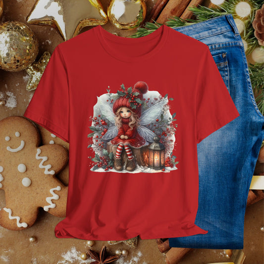 Christmas Fairy T‑Shirt — Cute Holiday Elf Girl with Lantern