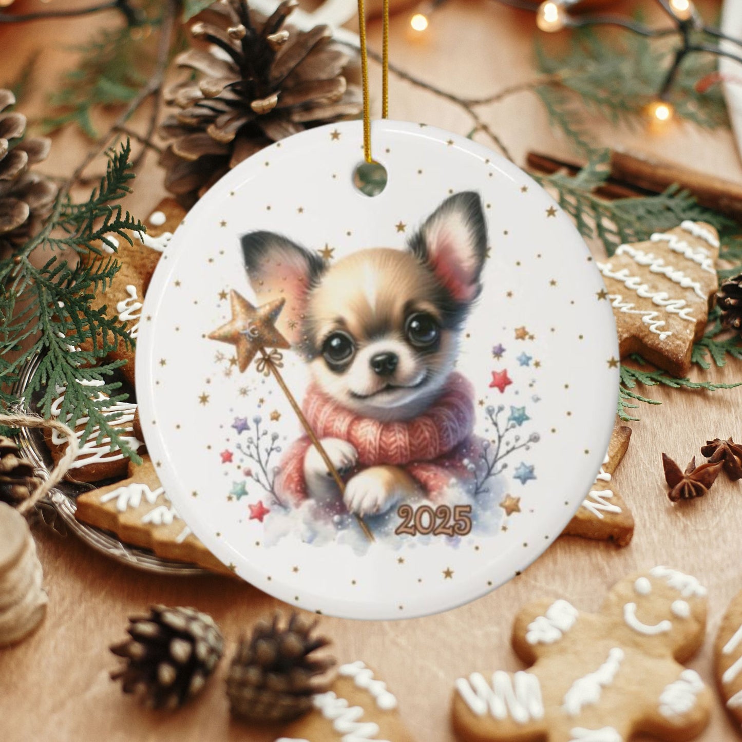 Charming Chihuahua Ceramic Ornament — Dog Holiday Decoration