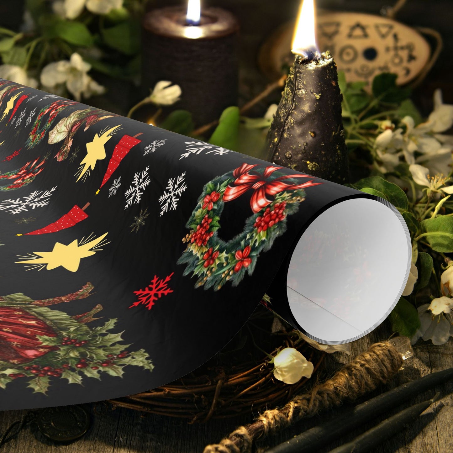 Fairy Christmas Wreath Gift Wrapping Paper