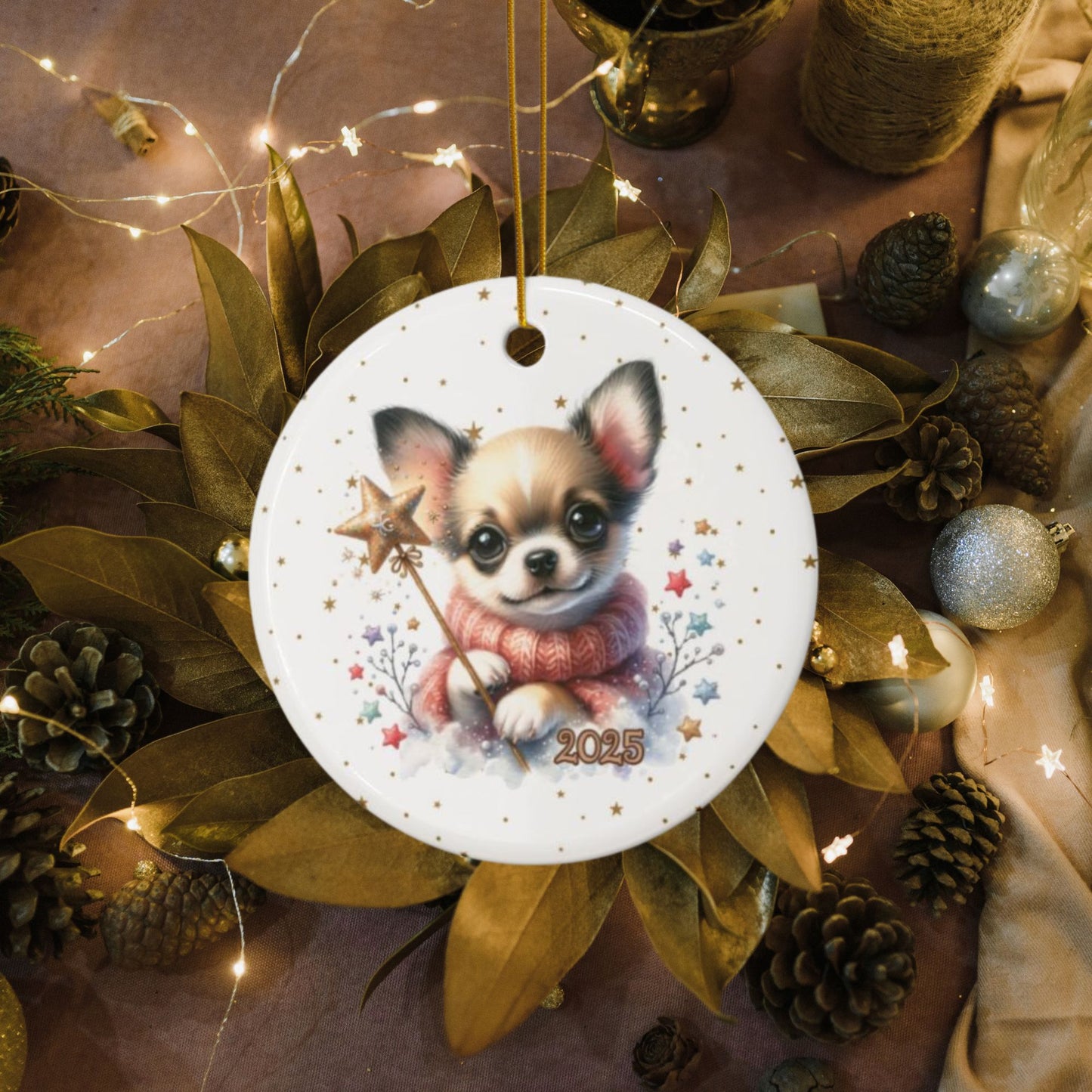 Charming Chihuahua Ceramic Ornament — Dog Holiday Decoration