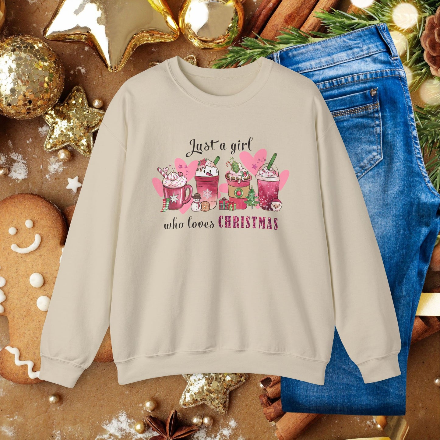 Christmas Gnome Crewneck Sweatshirt - "Just a girl who loves Christmas