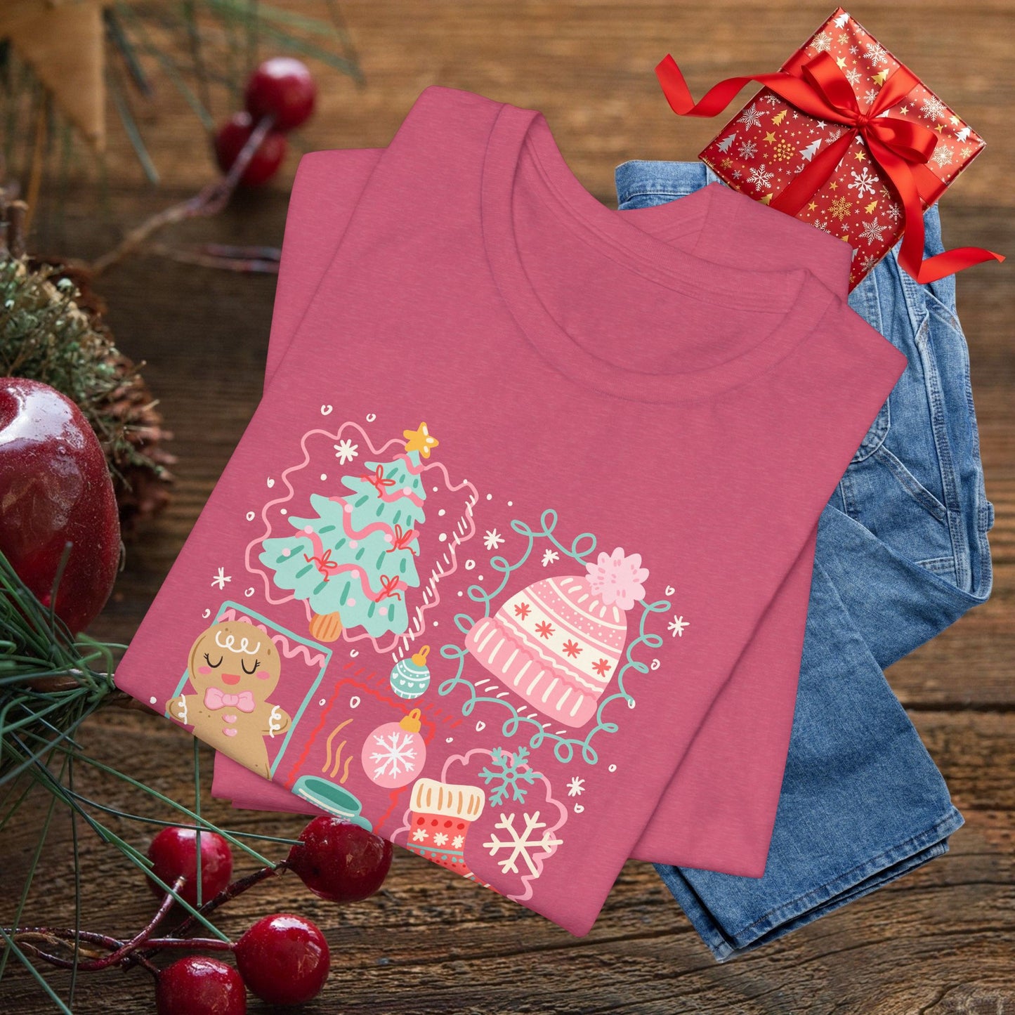 'Tis the Season Christmas Tee — Cute Holiday Icons (Tree, Gingerbread, Stocking)