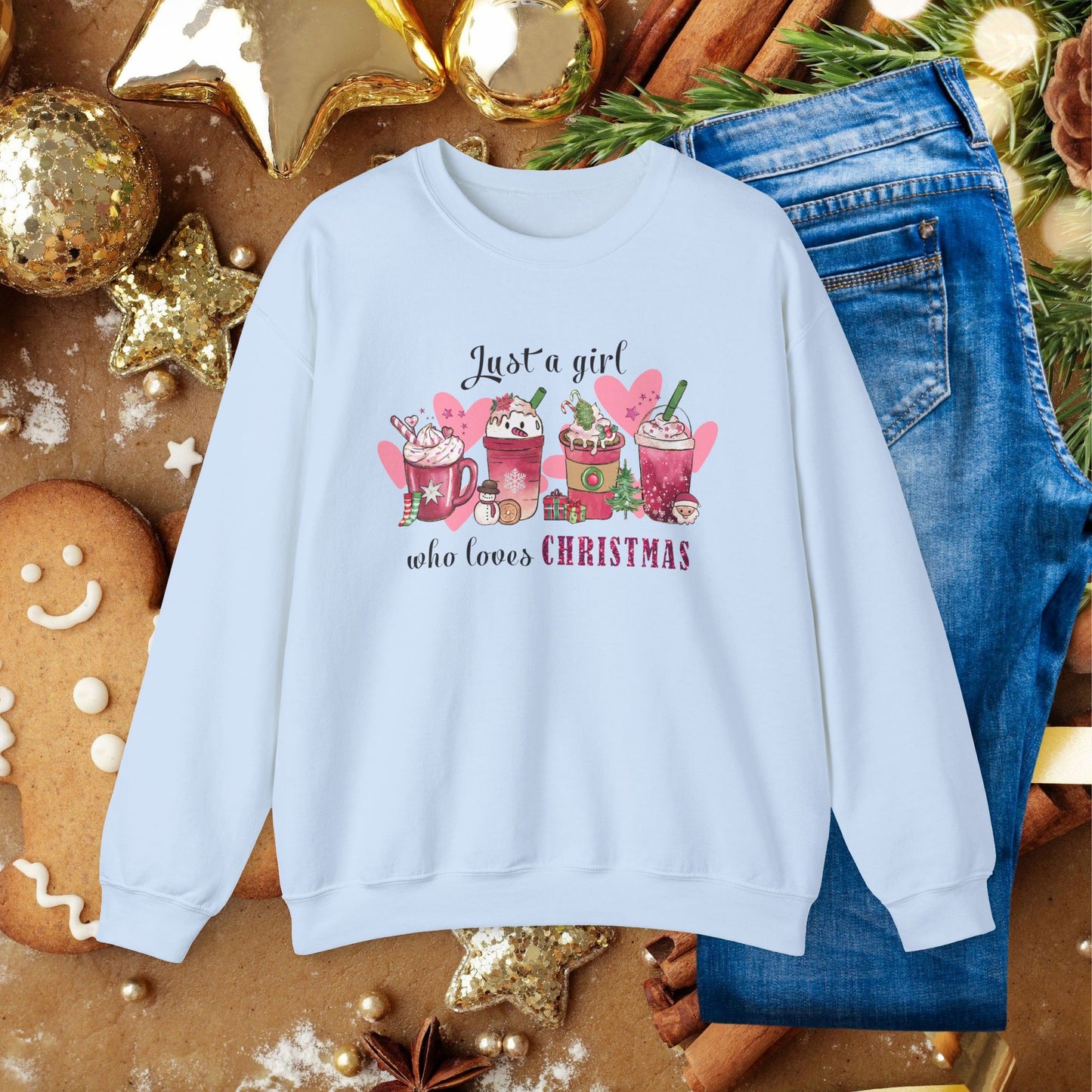 Christmas Gnome Crewneck Sweatshirt - "Just a girl who loves Christmas