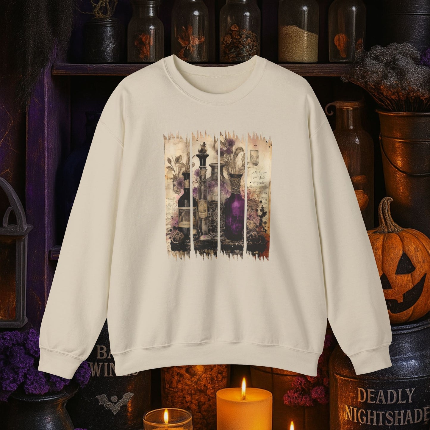 Witchy Potion Bottles Sweatshirt | Gothic Halloween Crewneck