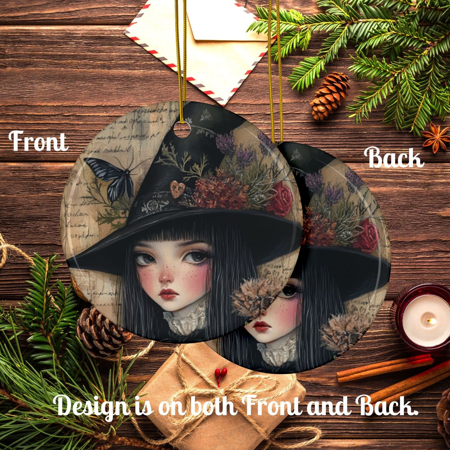 Gothic Witch Ceramic Ornaments