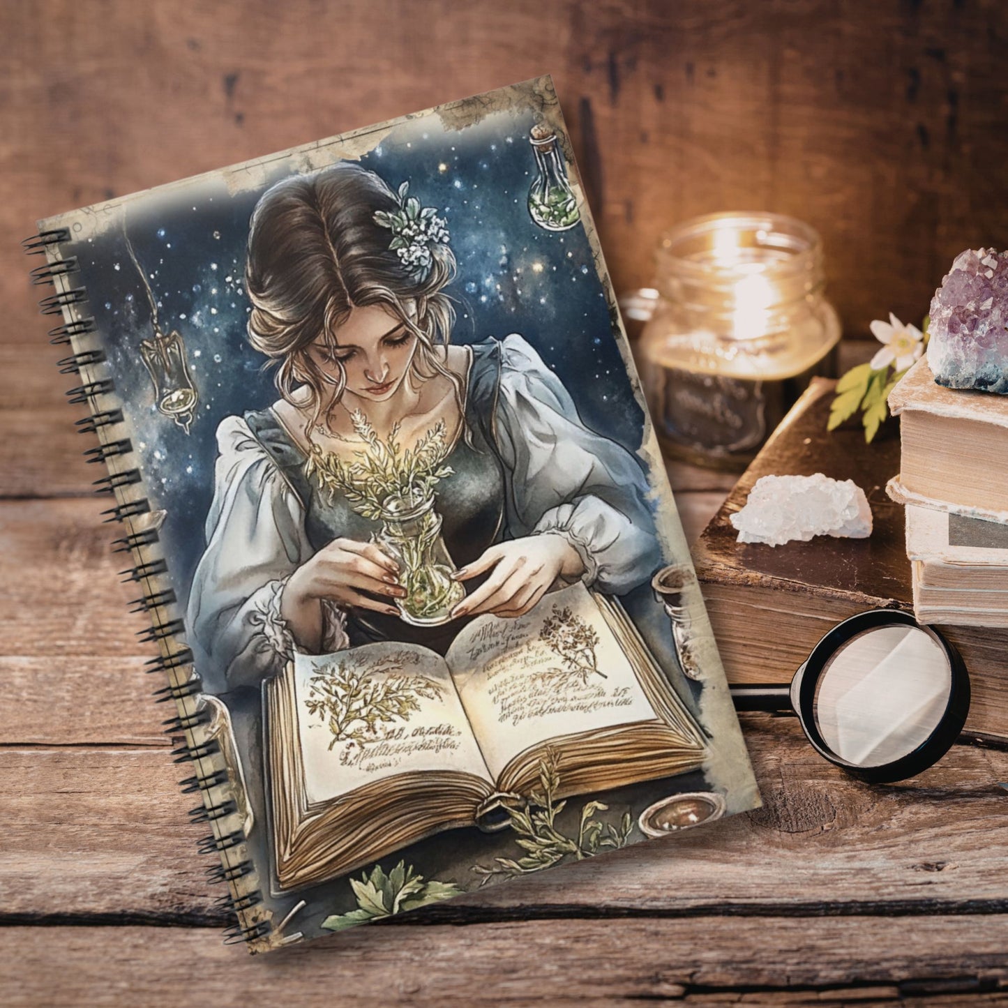 Romantic Apothecary Design - Ruled Line Spiral Notebook