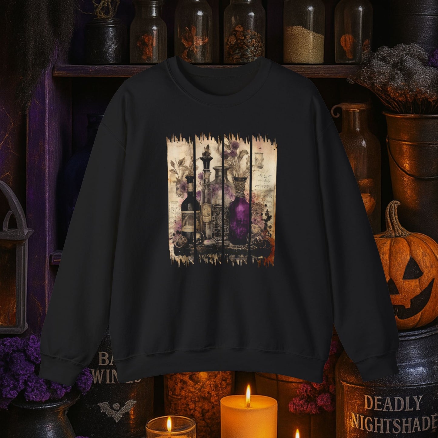 Witchy Potion Bottles Sweatshirt | Gothic Halloween Crewneck