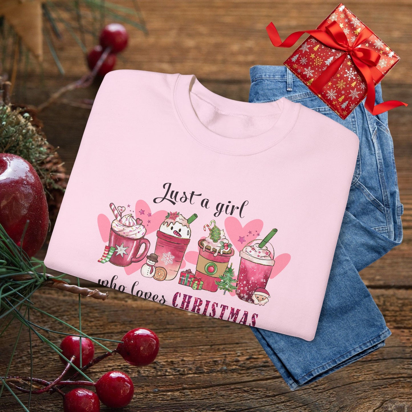 Christmas Gnome Crewneck Sweatshirt - "Just a girl who loves Christmas