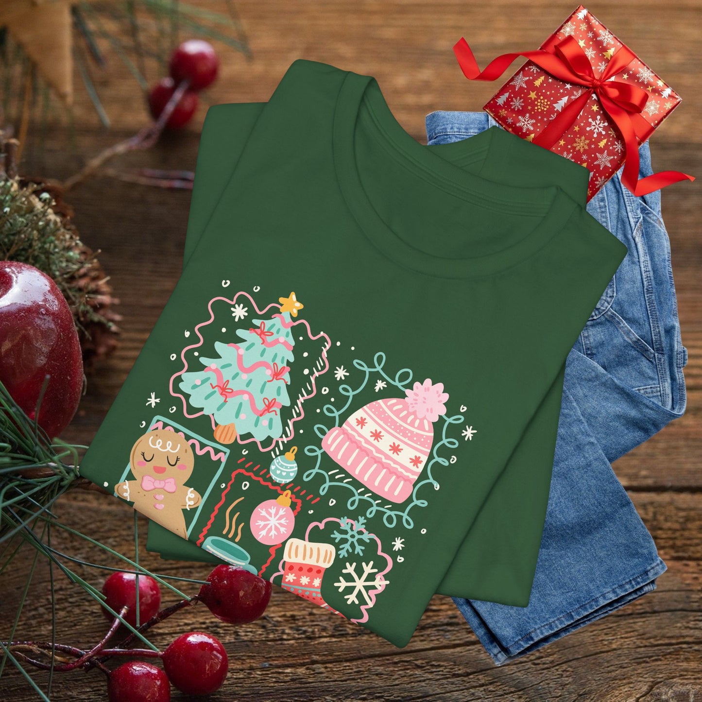 'Tis the Season Christmas Tee — Cute Holiday Icons (Tree, Gingerbread, Stocking)